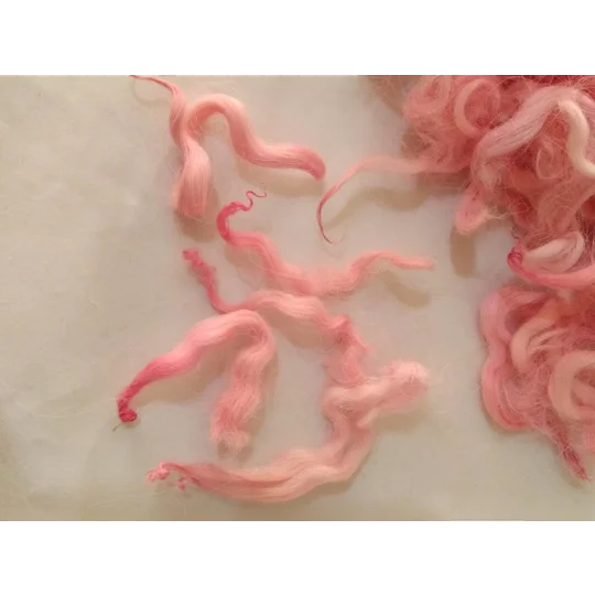 Flamingo pink curly wool and locks, 10g