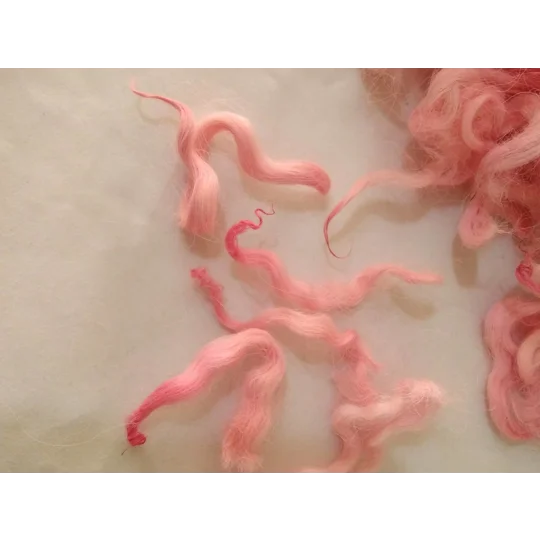 Flamingo pink curly wool and locks, 10g