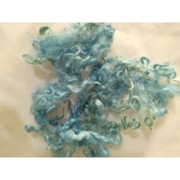 Marine blue green curly wool and locks, 10g (v)