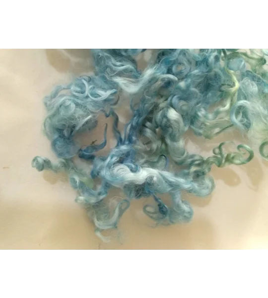 Marine blue green curly wool and locks, 10g (v)