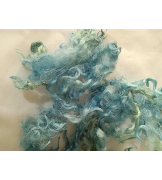 Marine blue green curly wool and locks, 10g (v)