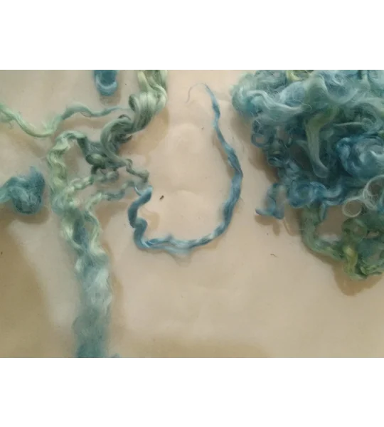 Marine blue green curly wool and locks, 10g (v)
