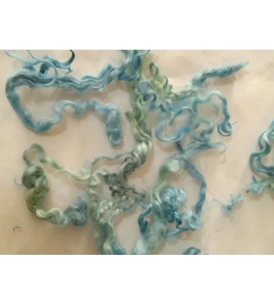 Marine blue green curly wool and locks, 10g (v)