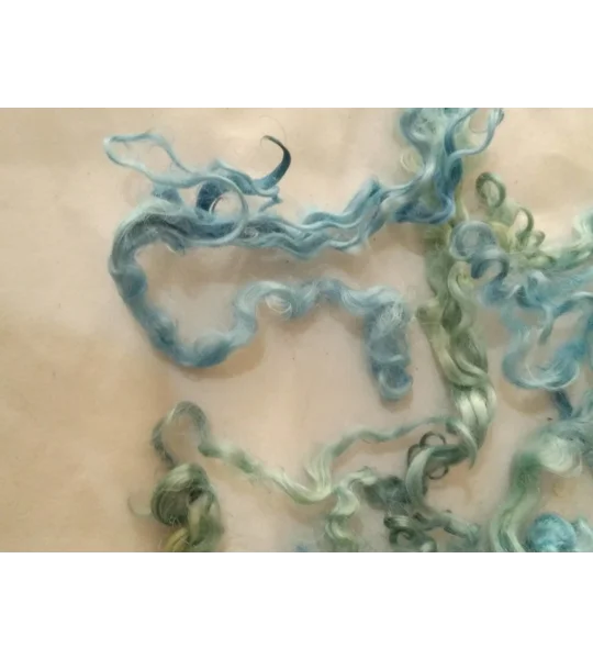 Marine blue green curly wool and locks, 10g (v)