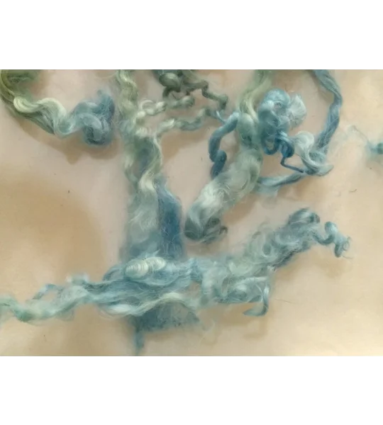 Marine blue green curly wool and locks, 10g (v)