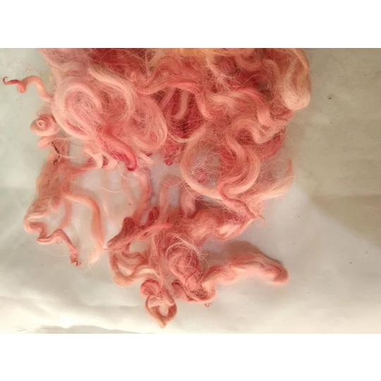 Coral pink curly wool and locks