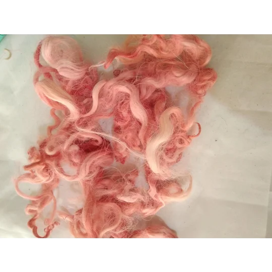 Coral pink curly wool and locks