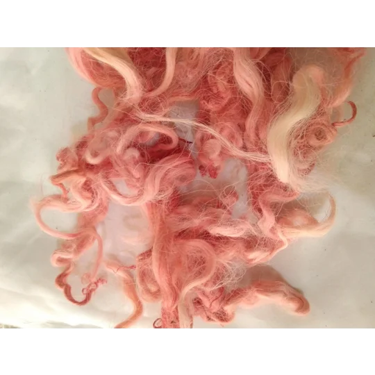 Coral pink curly wool and locks