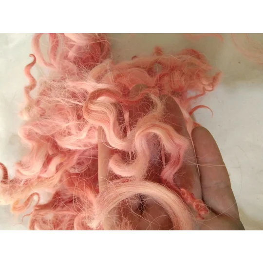 Coral pink curly wool and locks