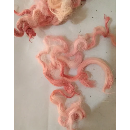 Coral pink curly wool and locks