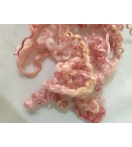 Sea pink and gold curly wool and locks, 10g