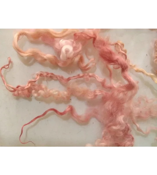 Sea pink and gold curly wool and locks, 10g