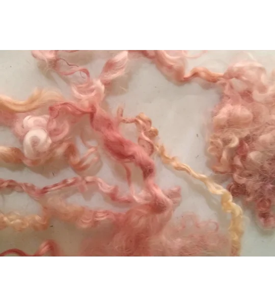 Sea pink and gold curly wool and locks, 10g