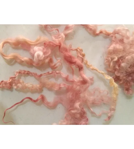Sea pink and gold curly wool and locks, 10g