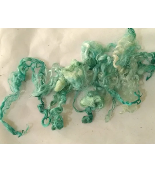 Mermaid blue green curly wool and locks, 10g (v)