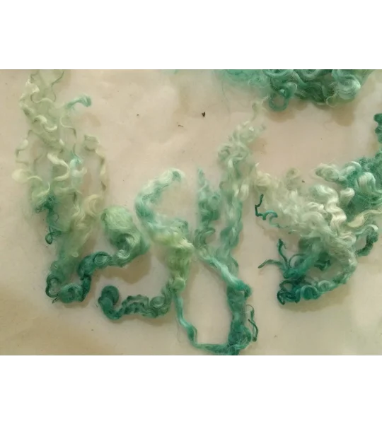 Mermaid blue green curly wool and locks, 10g (v)