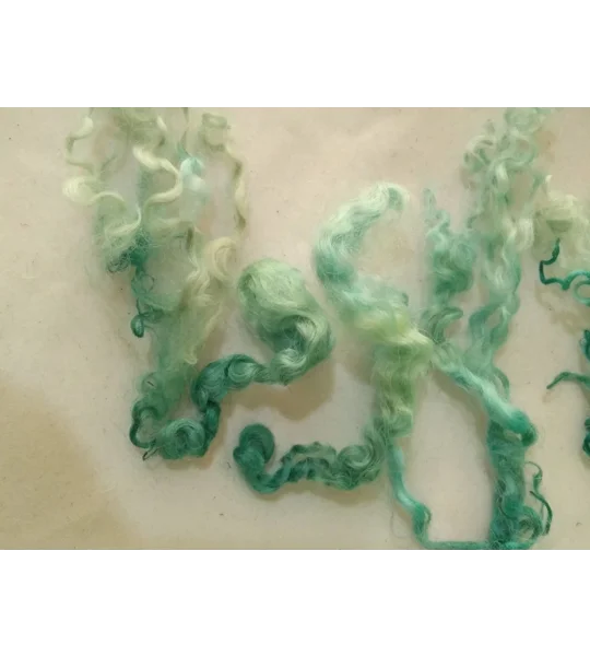 Mermaid blue green curly wool and locks, 10g (v)