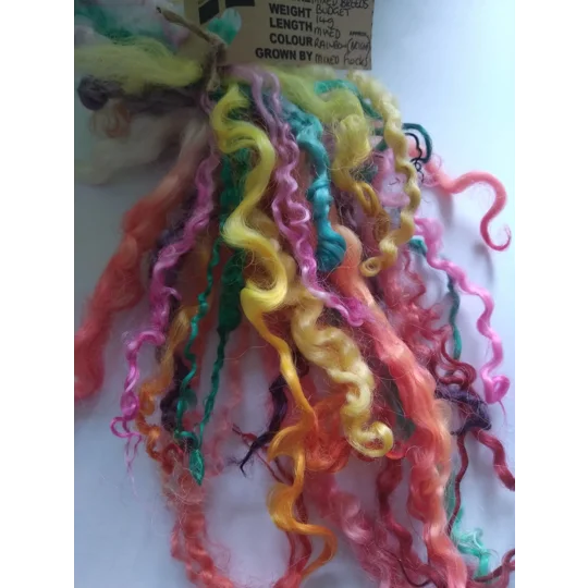 14g curly wool ringlets Rainbow BRIGHTS, budget bunch