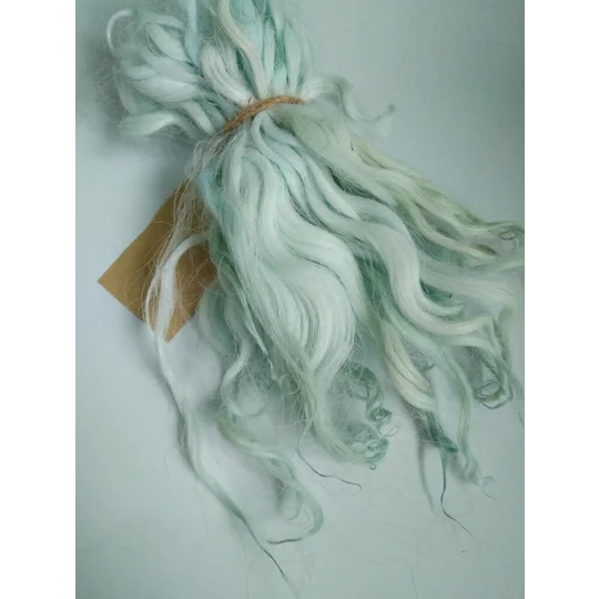 Icy Blue Green wavy wool locks