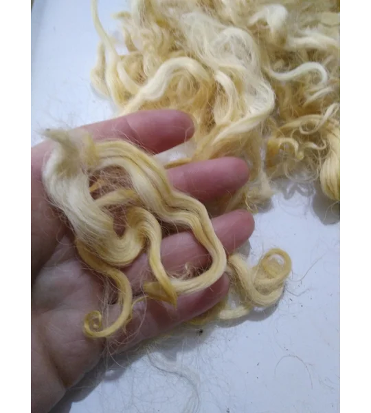 Light Corn Yellow curly wool and locks, 10g