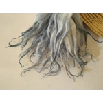 Snowy Mountains blue dip dyed curly wool locks