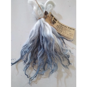 Snowy Mountains blue dip dyed curly wool locks