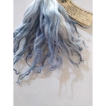 Snowy Mountains blue dip dyed curly wool locks