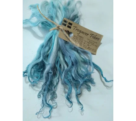 Icy blues hand dyed curly wool locks