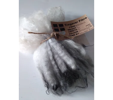 Charcoal and silver dip dyed hand dyed wool locks