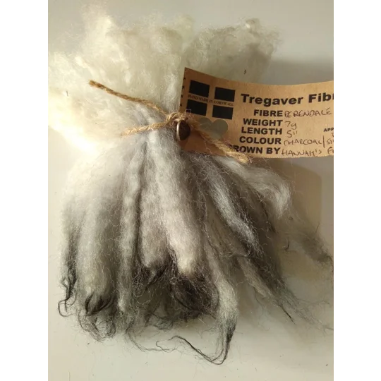 Charcoal and silver dip dyed hand dyed wool locks