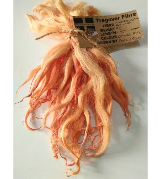 Orange Mixed tones hand dyed curly wool locks