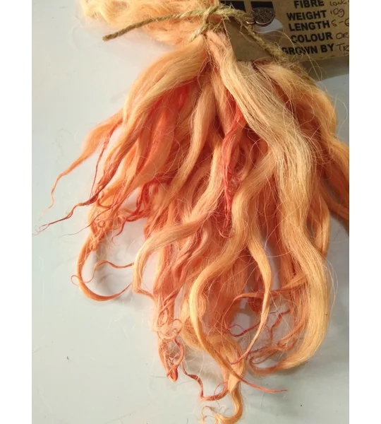 Orange Mixed tones hand dyed curly wool locks