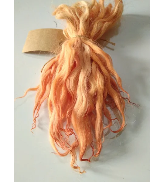 Orange Mixed tones hand dyed curly wool locks
