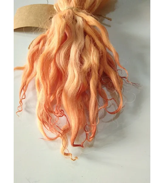 Orange Mixed tones hand dyed curly wool locks