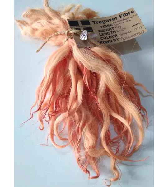 Orange Mixed tones hand dyed curly wool locks
