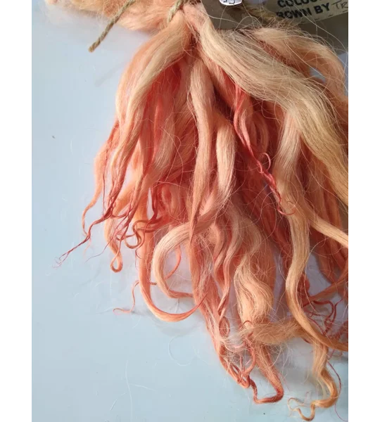 Orange Mixed tones hand dyed curly wool locks