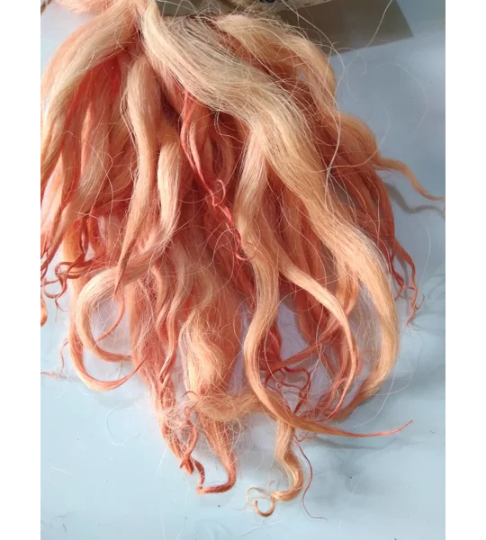 Orange Mixed tones hand dyed curly wool locks