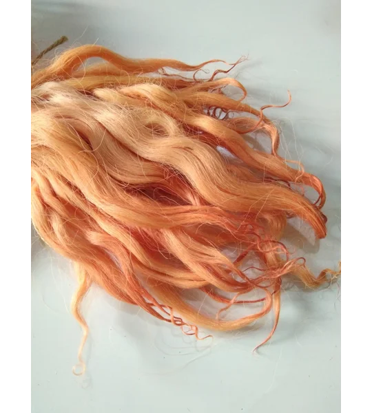 Orange Mixed tones hand dyed curly wool locks