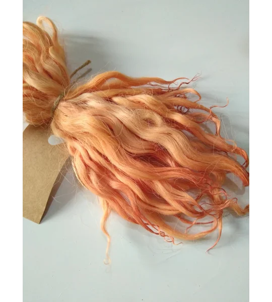 Orange Mixed tones hand dyed curly wool locks
