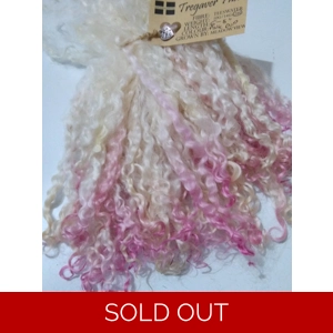 Pink dip Teeswater wool locks, 28g 14g 7g