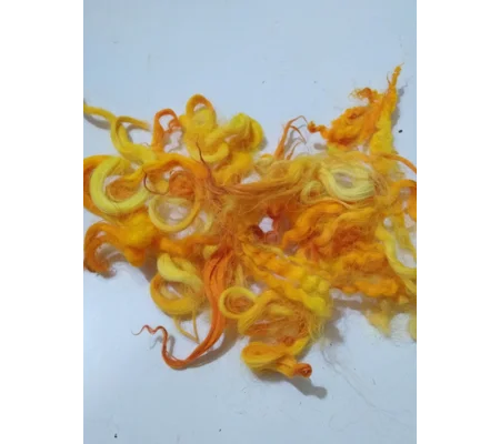 Bright orange and yellow curly wool and locks, 10g