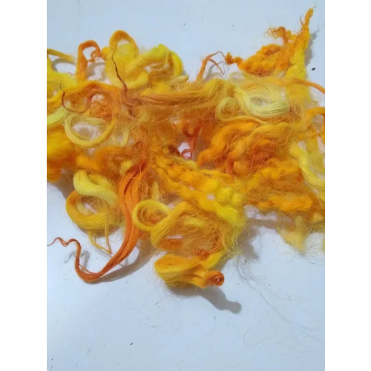 Bright orange and yellow curly wool and locks, 10g