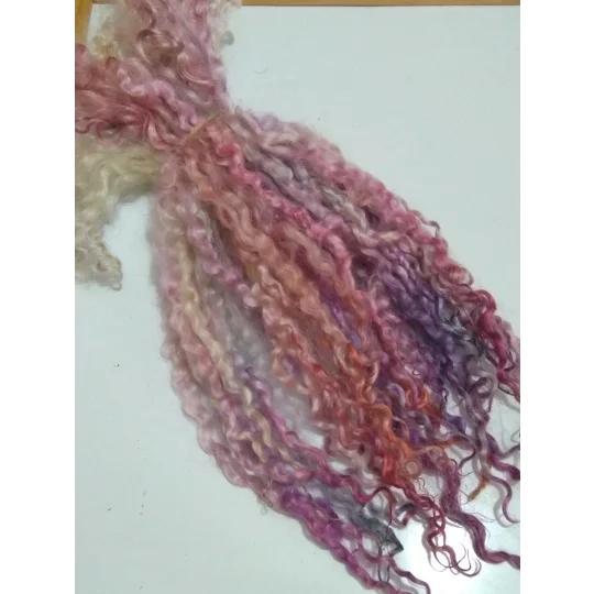 Rainbow mix wenselydale curly wool lock 28g 14g 7g