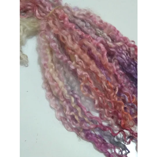 Rainbow mix wenselydale curly wool lock 28g 14g 7g