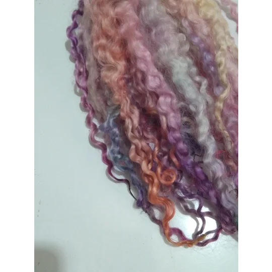 Rainbow mix wenselydale curly wool lock 28g 14g 7g