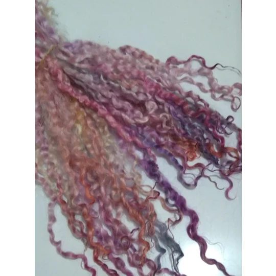 Rainbow mix wenselydale curly wool lock 28g 14g 7g