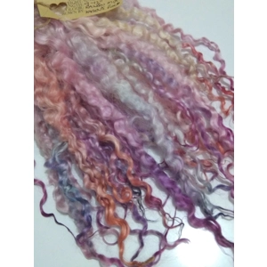 Rainbow mix wenselydale curly wool lock 28g 14g 7g