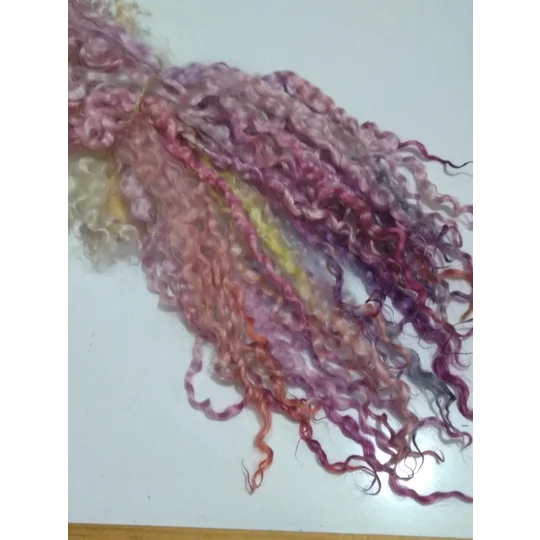 Rainbow mix wenselydale curly wool lock 28g 14g 7g