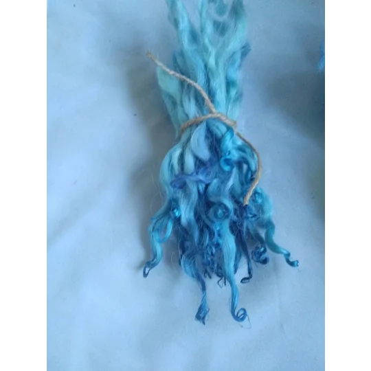 Blue and Indigo wavy white faced dartmoor wool locks