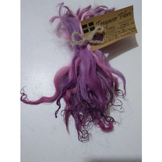 Purples and Pinks hand dyed curly wool locks